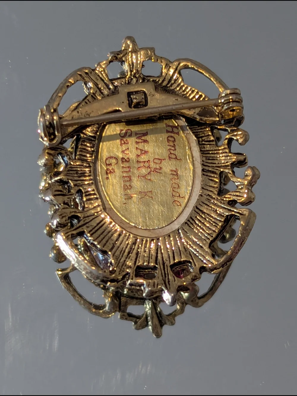Gold-Tone Floral Resin Broach